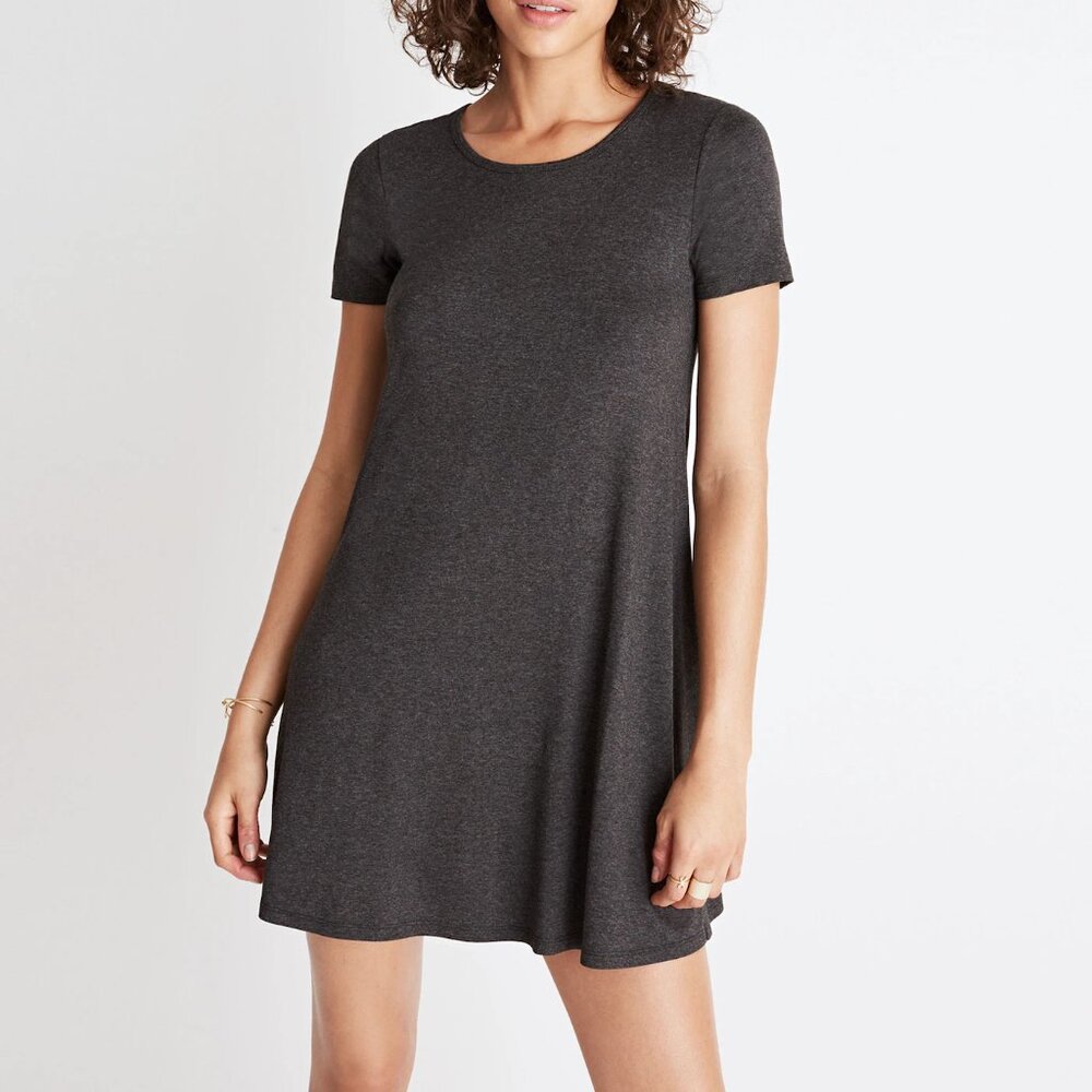 Madewell Swingy Tee Dress Charcoal Gray Small